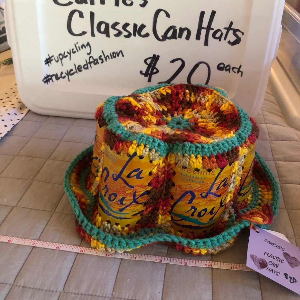 Soda Can Hat Handmade from La Croix cans. One size fits all. Beautiful colors!